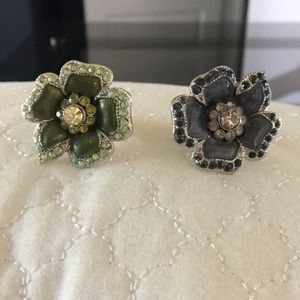 Flower Rings  Grey/Blue And Green